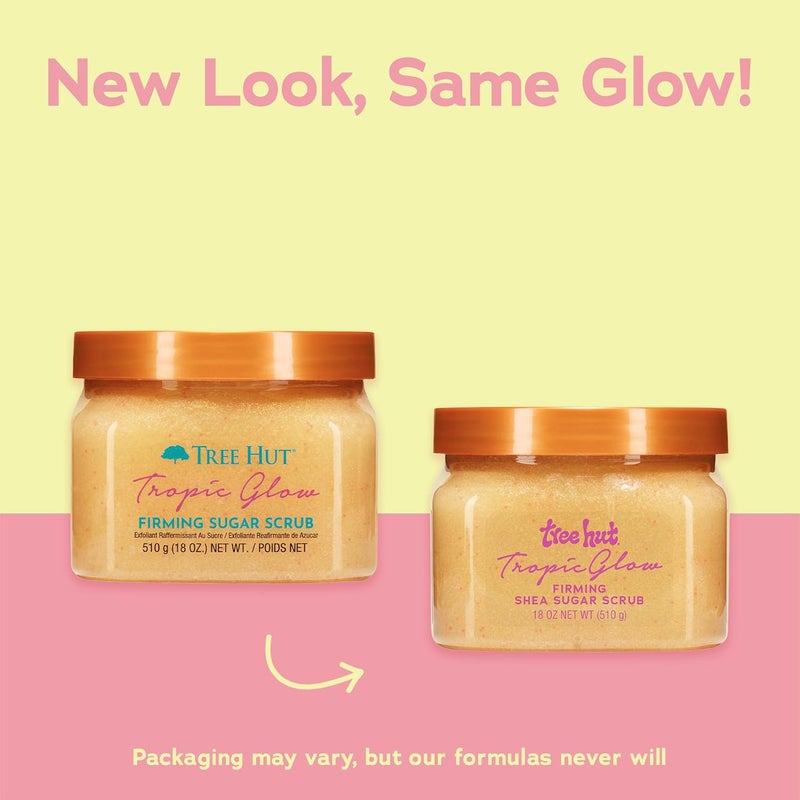 Treehut Tropic Glow Shea Sugar Scrub, Exfoliating & Hydrating Body Scrub with Shea Butter, Radiant Glow, Warm Scent, 18 oz - Image 2